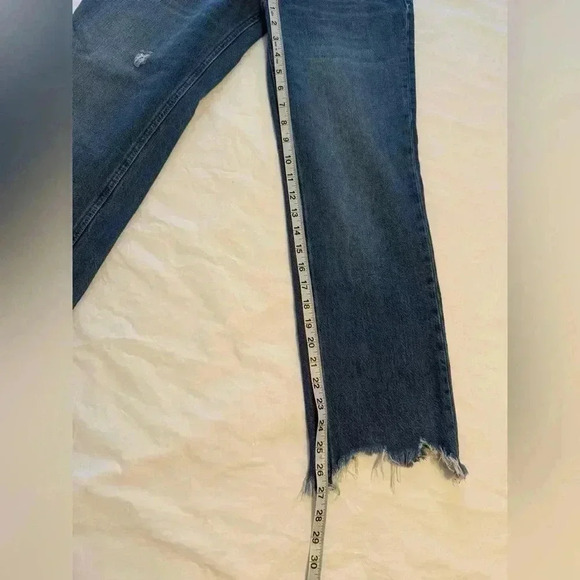 We The Free People Jeans Women Size 26 Straight Leg Distressed Hem Button Fly - Picture 3 of 12